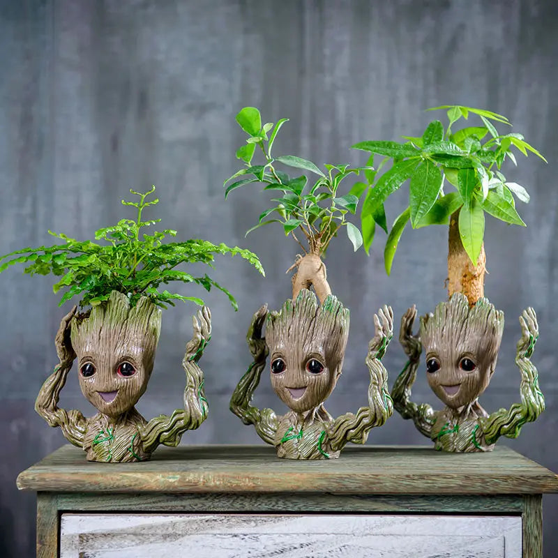 Cartoon Baby Groot Flower Pot Tree Man Planter  Action Figures Model Toy Pen Pot Succulent Bonsai Pots Balcony Home Garden Decor