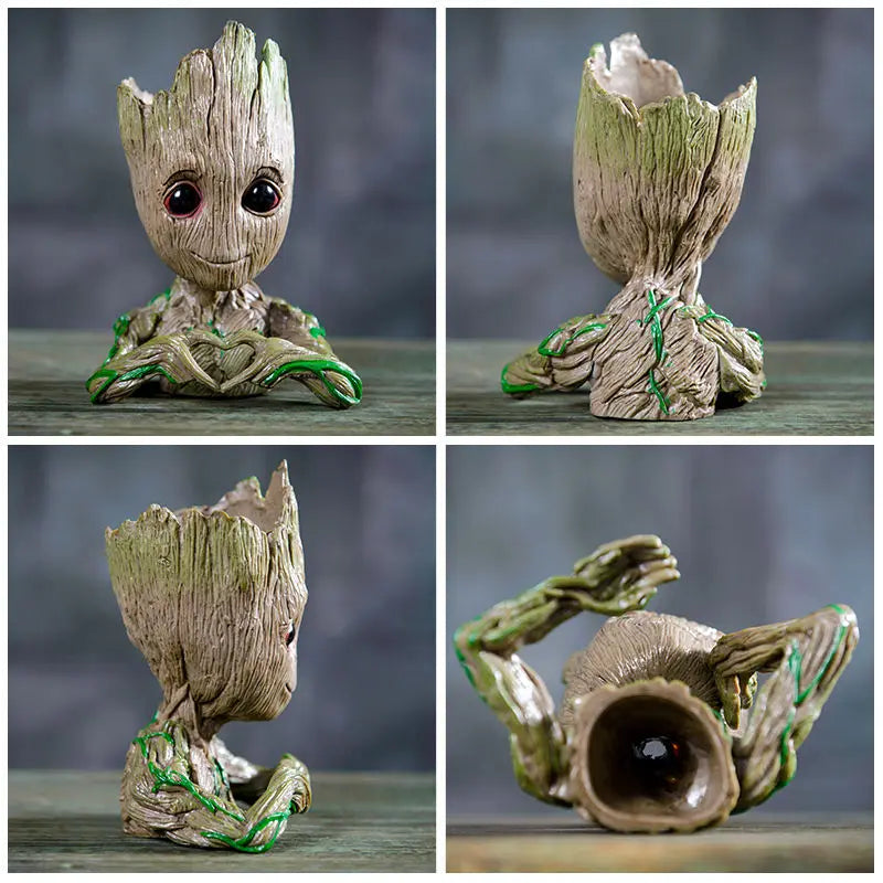 Cartoon Baby Groot Flower Pot Tree Man Planter  Action Figures Model Toy Pen Pot Succulent Bonsai Pots Balcony Home Garden Decor