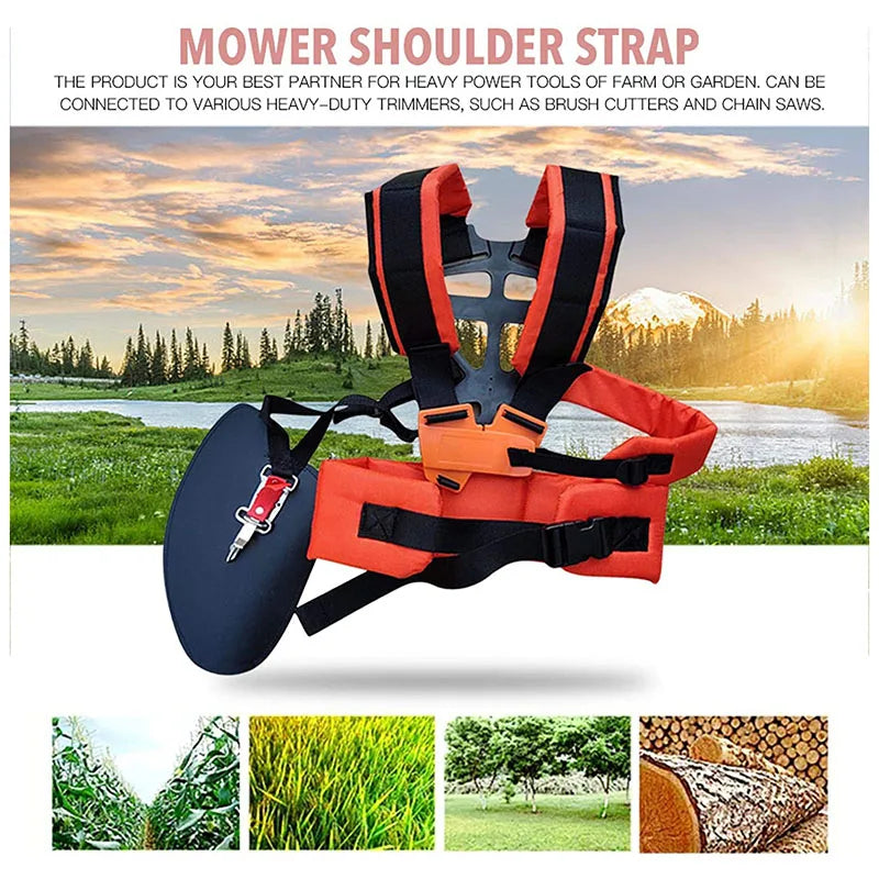 Double Shoulder Strap Grass Trimmer Brush Cutter Harness Belt Garden Power Pruner High-strength Wear-resistant Yellow