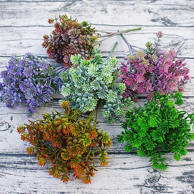 28 heads Succulents Artificial Plants Fall Fake Leaves Plastic Succulent Plants Lotus Grass for Garden Wedding Decoration A5029