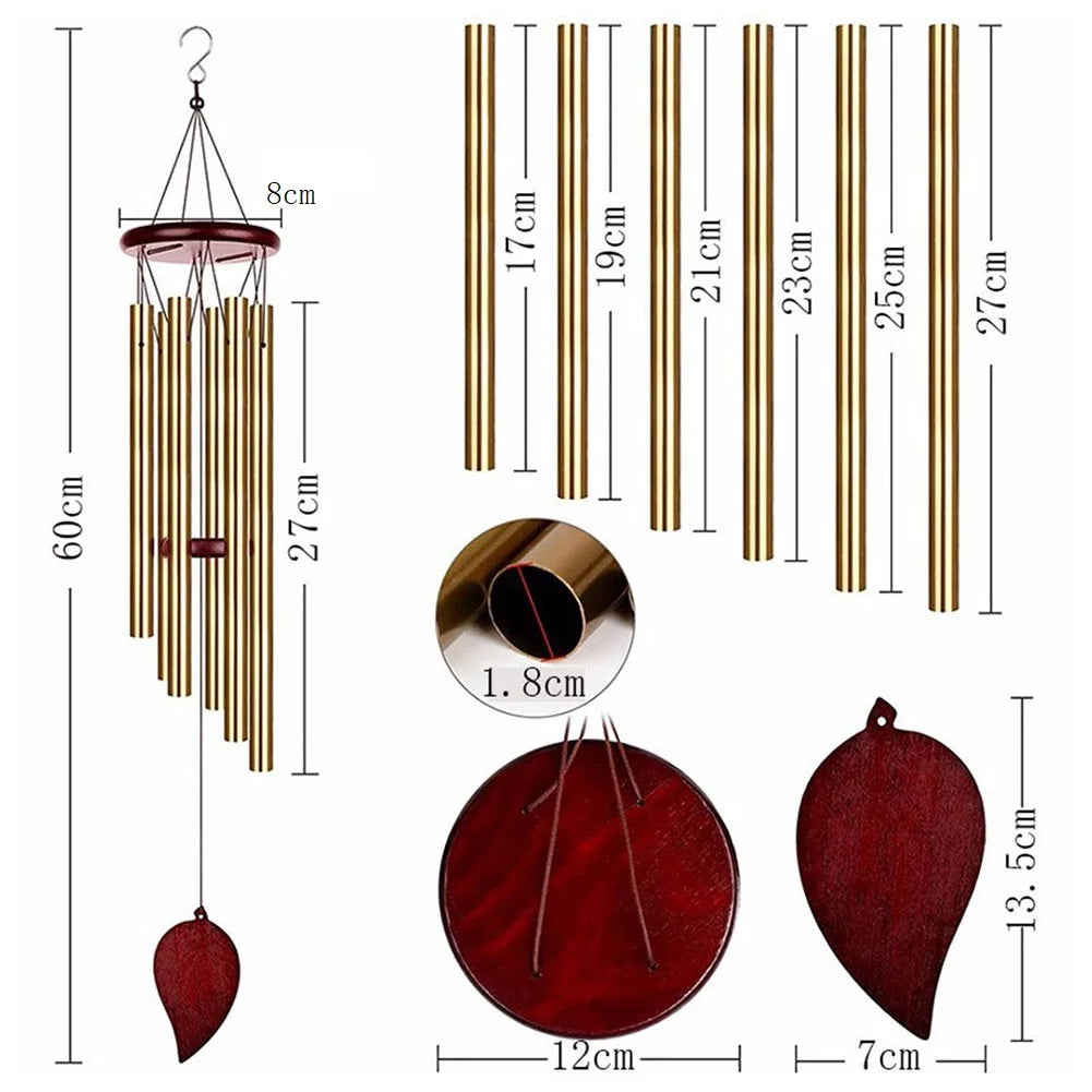 Money Tree 6 Tubes Wind Chimes Bell Good Luck Decorations Home Bell Pendant Home Gardens Courtyards Decorative Lucky Wind Chime