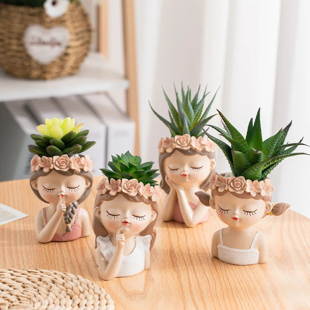 Nordic Flower Pots Cute Girl Decorative Planters Succulents Cactus Flower Pot Decorative Planters for Plants Home Decor Gift