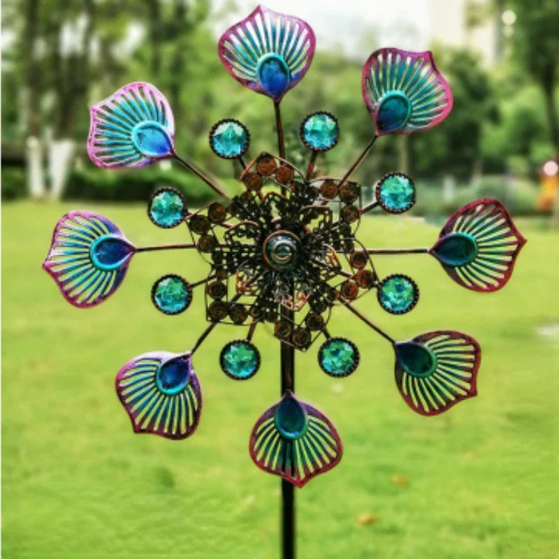 Iron Art Luminous Windmill Garden Ground Inserted Pinwheel Outdoor Rotatory Windmill courtyard windmill garden craft ornament