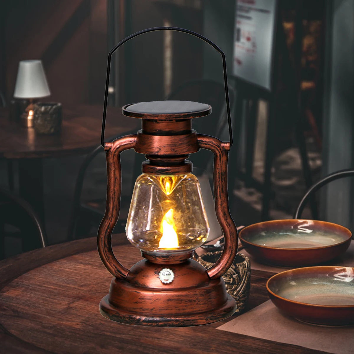 LED Solar Light Retro Solar LED Oil Lamp Portable Solar Candle Light Flickering Flameless Outdoor Hanging Lantern Garden Decor