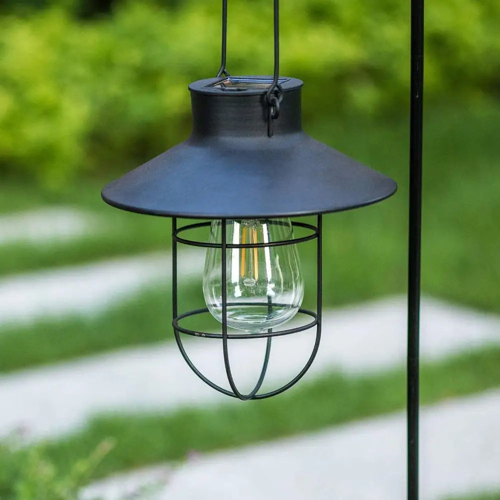 Retro Hanging Solar Lamp Outdoor Vintage Wall Lantern Waterproof Tungsten Bulb Decorative Light For Garden Patio Yard Decor