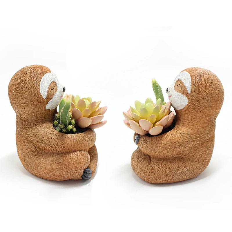 Cartoon Animal Succulent Flower Pot Cute Sloth Flowerpot Garden Planting Pot Desktop Home Decoration Ornaments Garden Planter