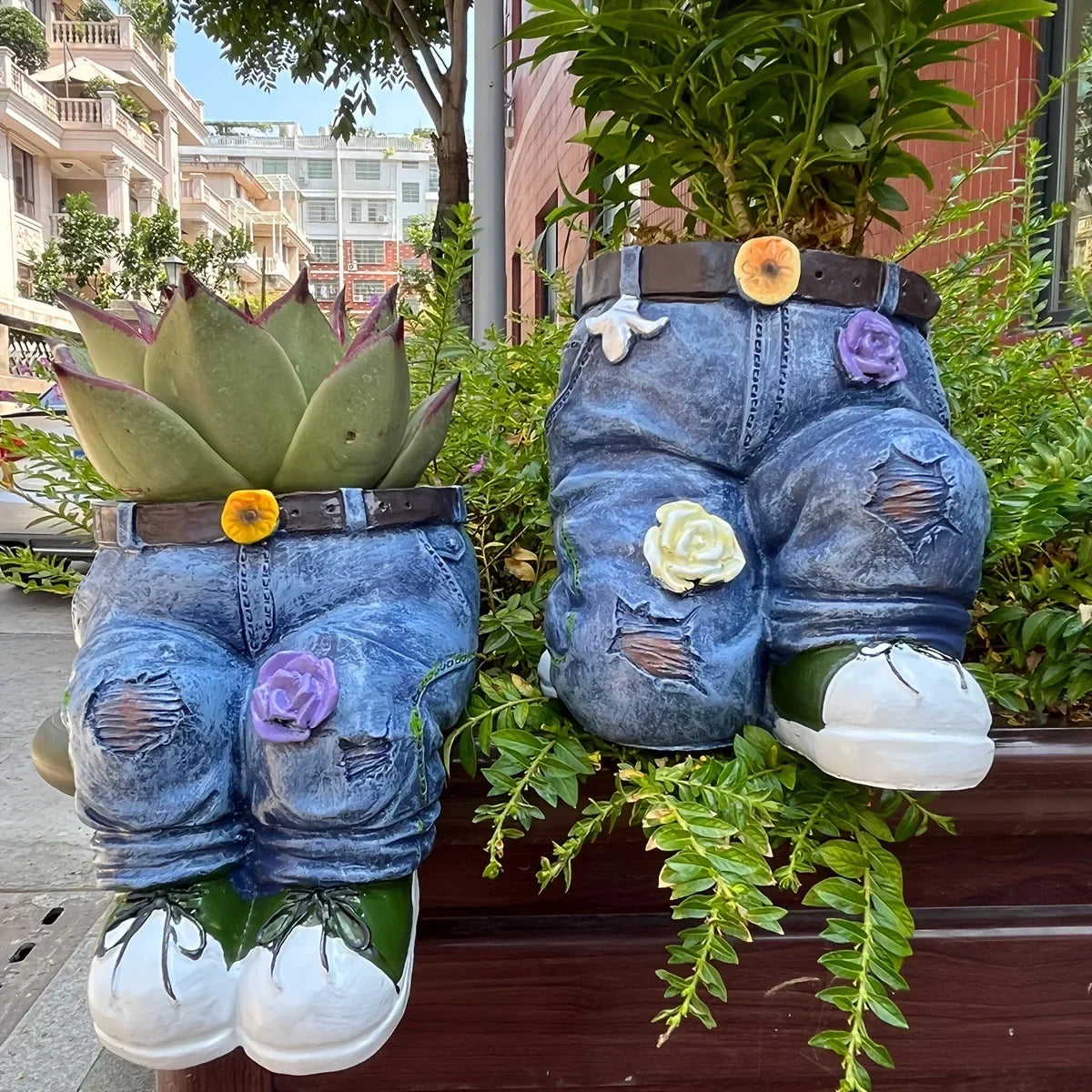 Garden art jeans courtyard decoration flower pots succulents resin handicrafts ornaments