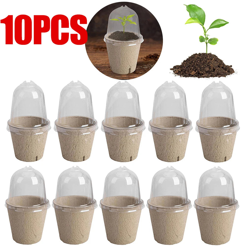 10pcs Garden Round Peat Pots Plant Seedling Starters Cups Nursery Herb Seed Tray Planting Tools Eco-friendly Biodegradable