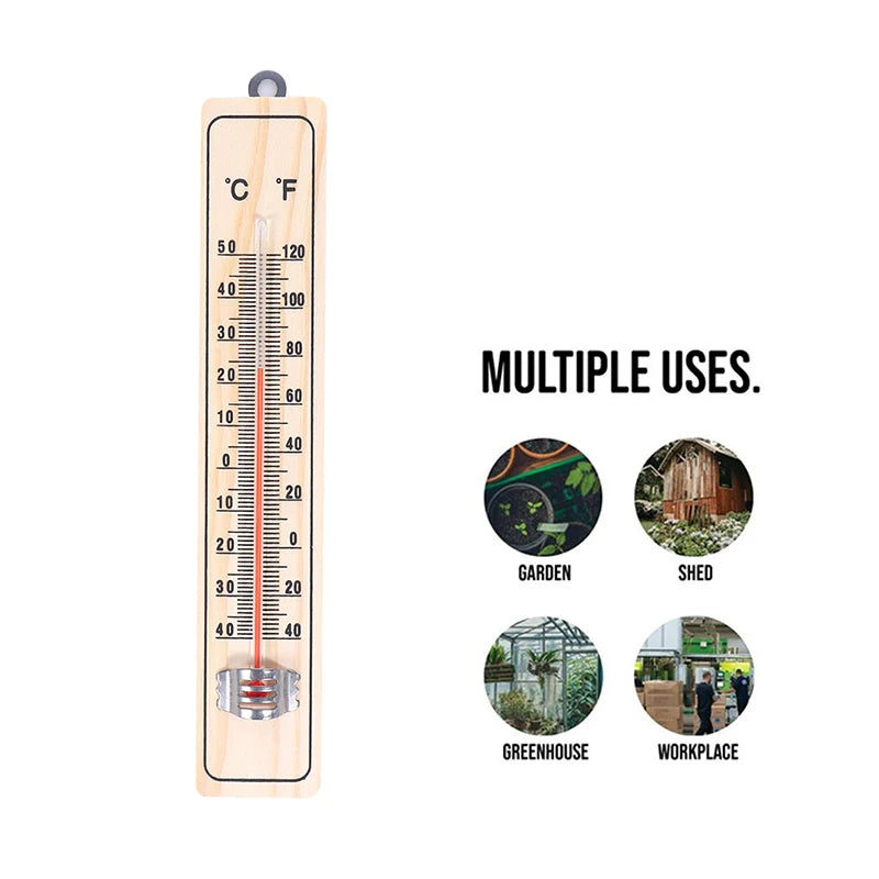 Wood Wall Hang Thermometer Indoor Outdoor Logger Meter Garden House Garage Garden Breeding Temperature Controller