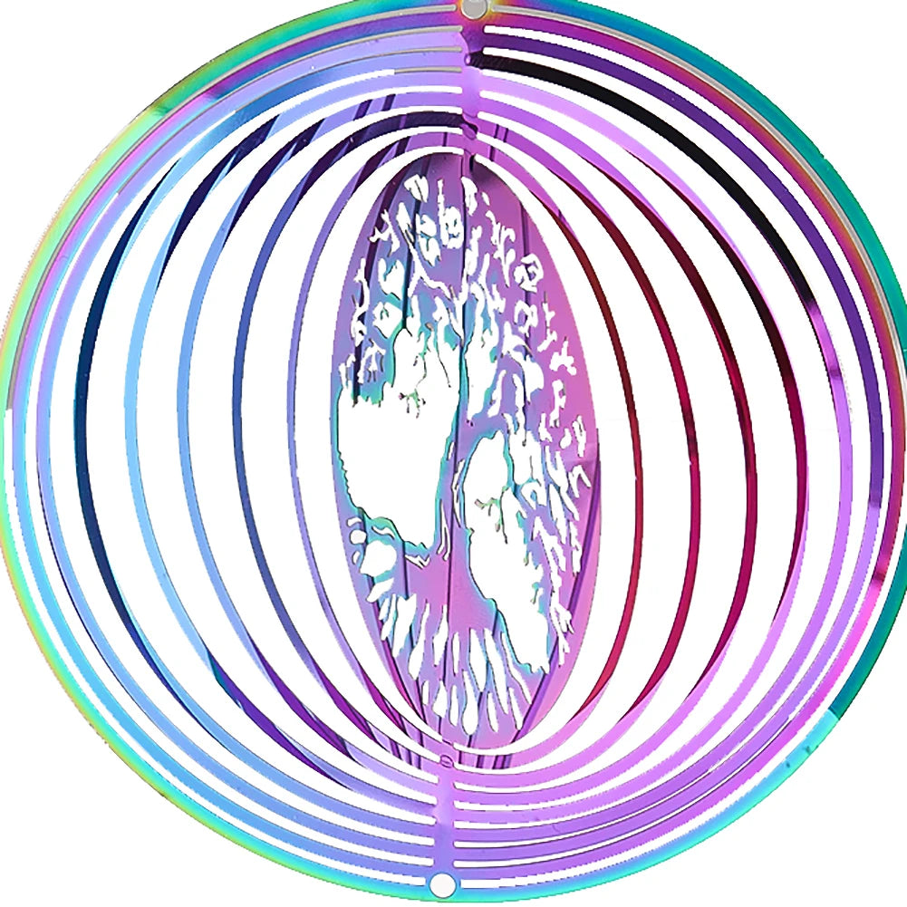 Gradient Color Wind Spinner Stabilizer Gazing Ball Spiral Tail Tree of Life Wind Chimes Catcher Pendant Garden Hanging Decor