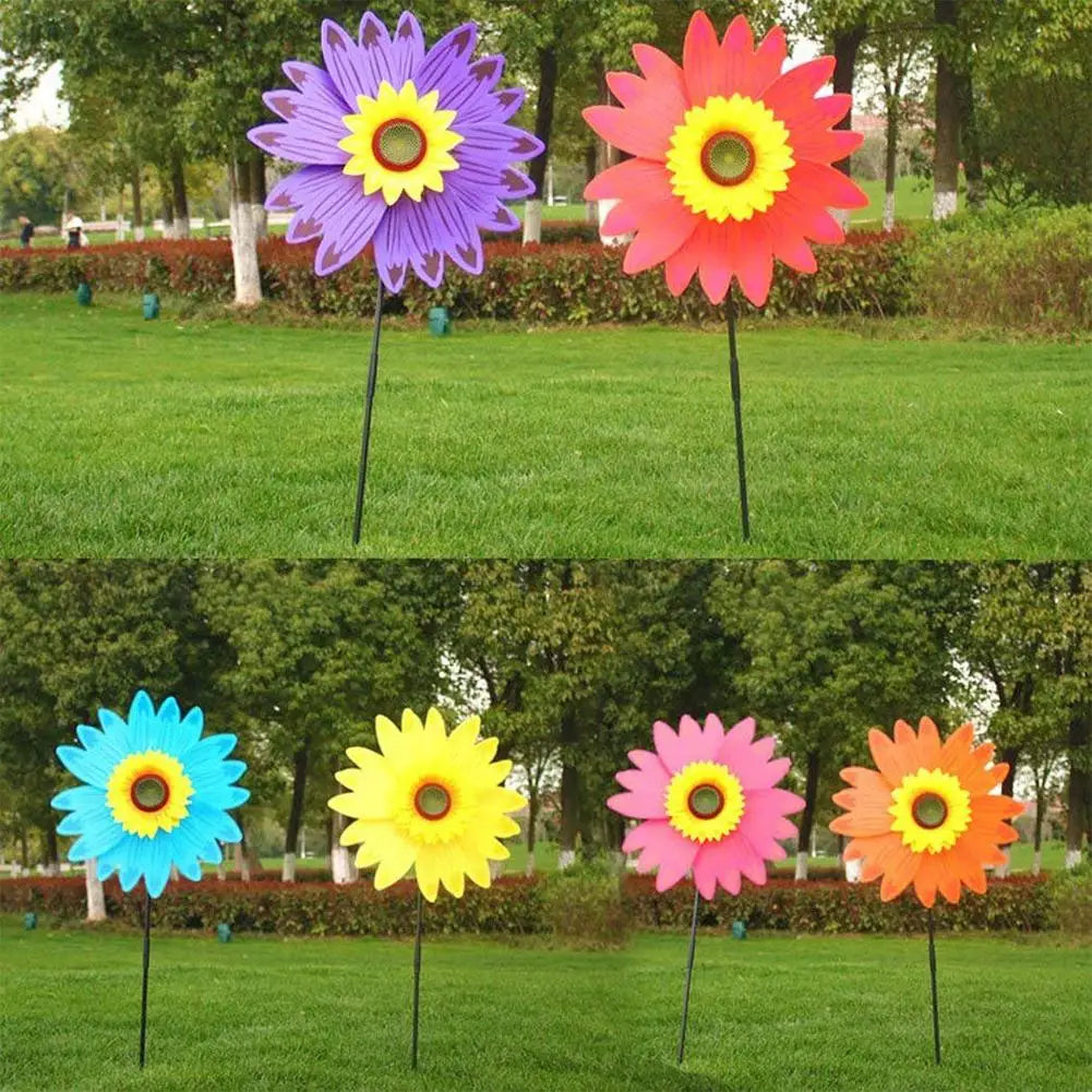 Colorful Sunflower Windmills High Quality Wooden Wind Spinners For Home Garden DIY Kids Outdoor Activities Layout Pinwheels Toys