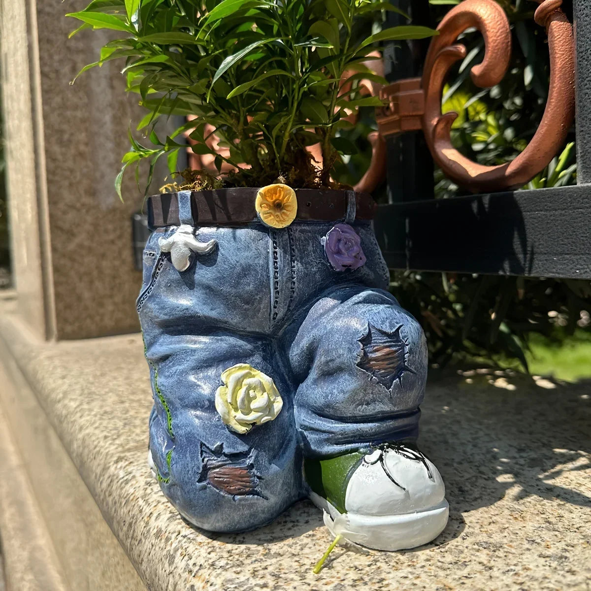 Garden art jeans courtyard decoration flower pots succulents resin handicrafts ornaments