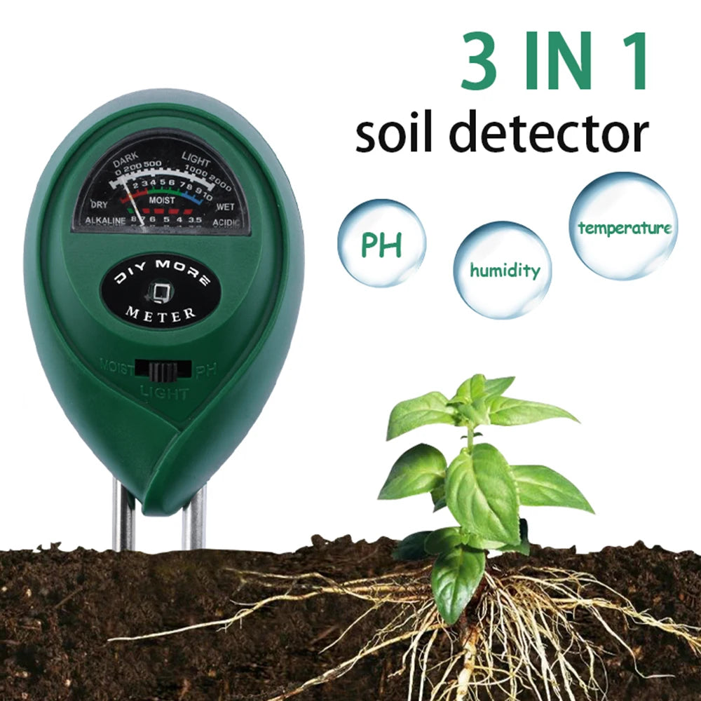 3 In1 Moisture Sunlight PH Meter Soil Water Acidity Humidity Light PH Test Garden Plants Flowers Moist Tester