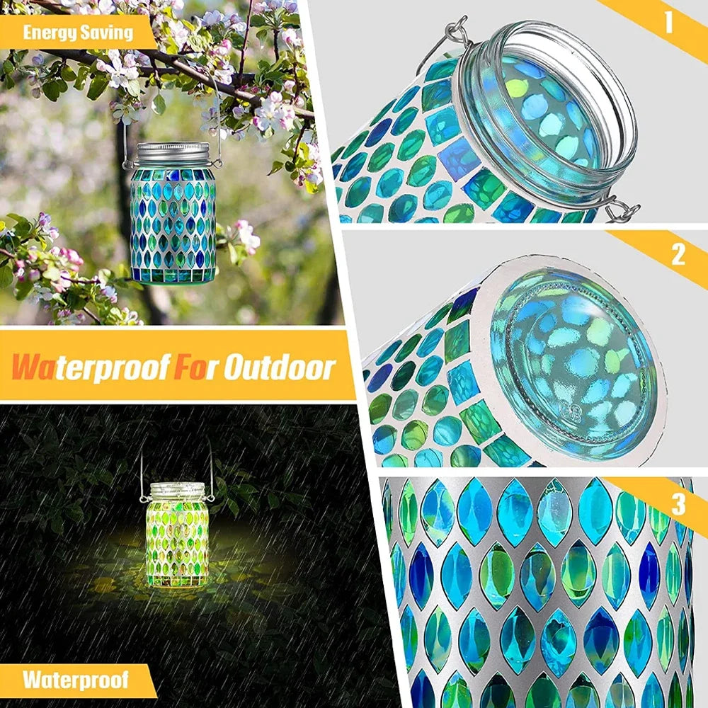 Solar Light Outdoors Lantern Solar Charging Colorful Decorating Solar Mosaic Lantern Lamp Solars Garden Light Garden Decoration