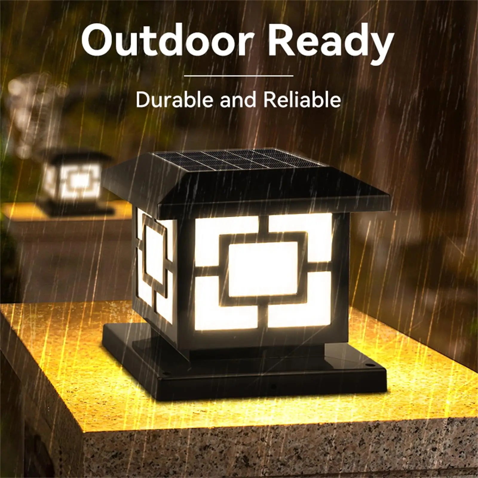 Timed LED Solar Outdoor Pillar Light Waterproof Thick Solar Lights Garden Pathway Parking Yard Outdoor Decor Lamp RC Solar Light