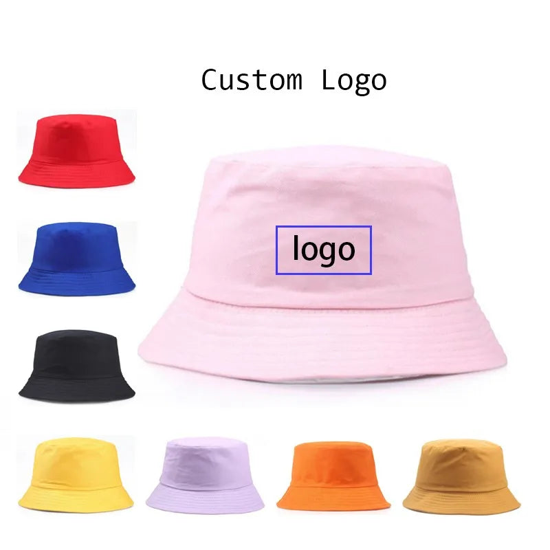 Wholesale Solid Bucket Hat For Women Cotton Men Outdoor Sun Protection Hip Hop Caps Fisherman Hat Gorros Bob Custom Logo Printed