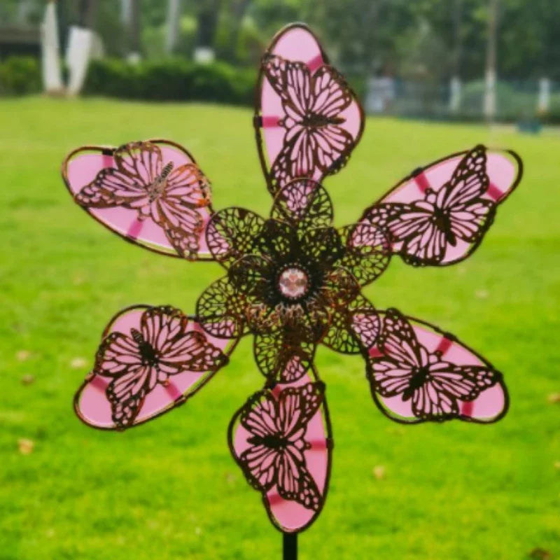 Iron Art Luminous Windmill Garden Ground Inserted Pinwheel Outdoor Rotatory Windmill courtyard windmill garden craft ornament