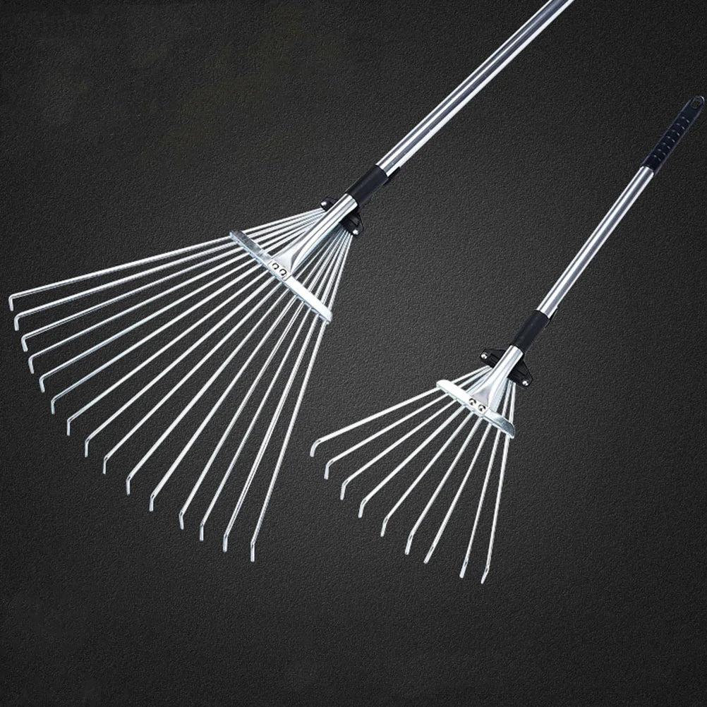 Retractable Leaf Rake Practical Steel Wire Cleaning Garden Tools for Deciduous Grass