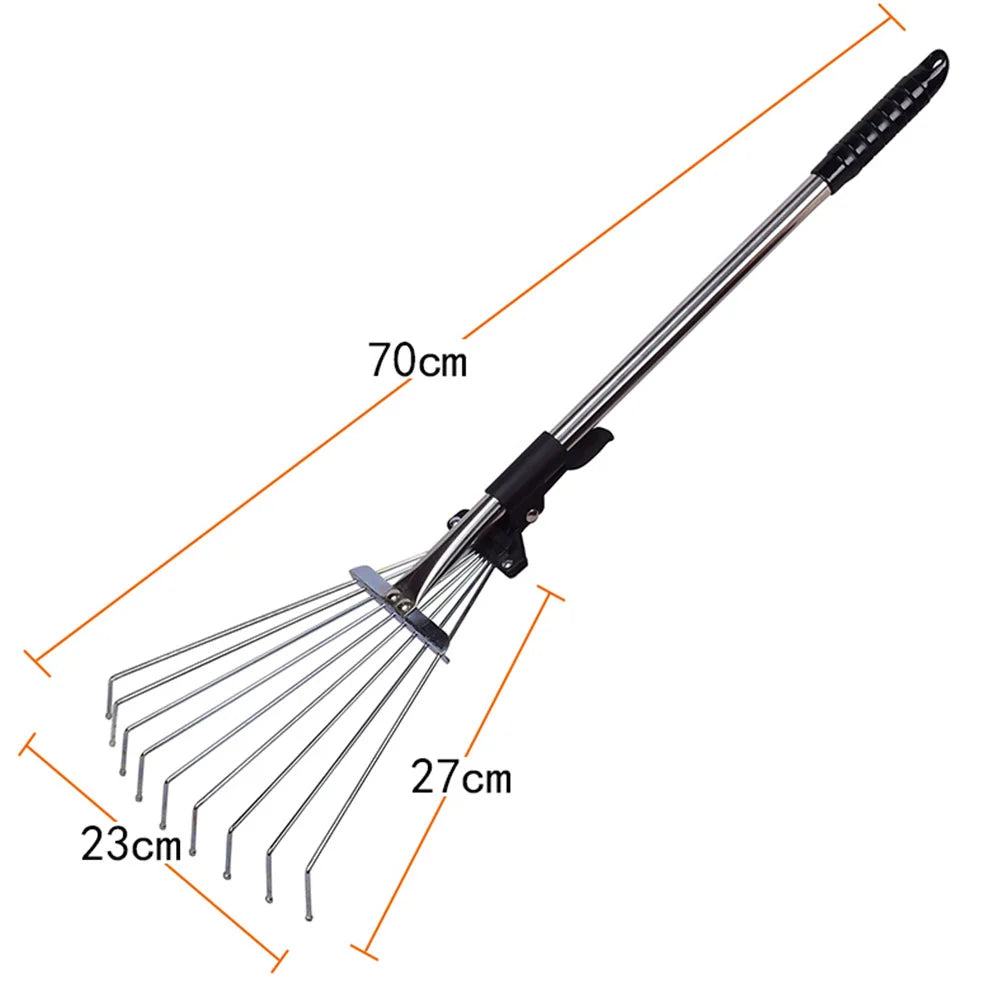 Retractable Leaf Rake Practical Steel Wire Cleaning Garden Tools for Deciduous Grass