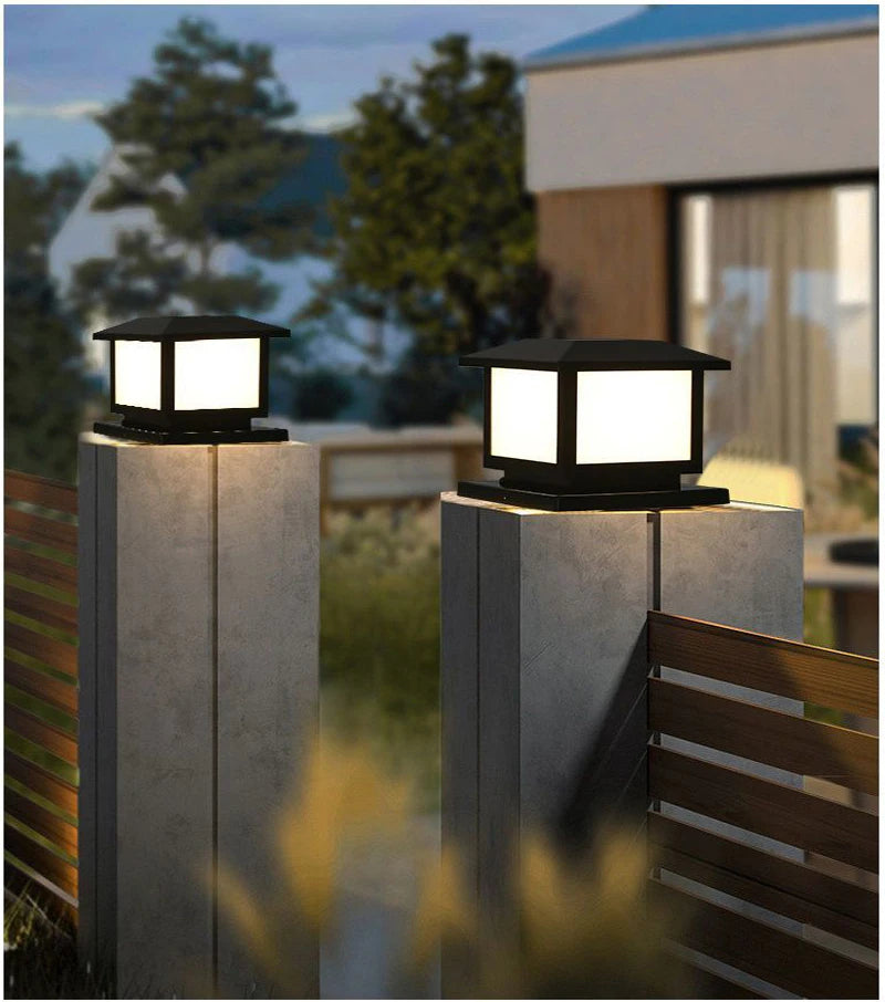 Timed LED Solar Outdoor Pillar Light Waterproof Thick Solar Lights Garden Pathway Parking Yard Outdoor Decor Lamp RC Solar Light