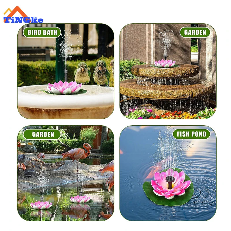 Lotus Shaped Solar Fountain Garden Decoration Outdoor Solar Powered Pump For Bird Bath Pond Garden And Other Place Bird Bath