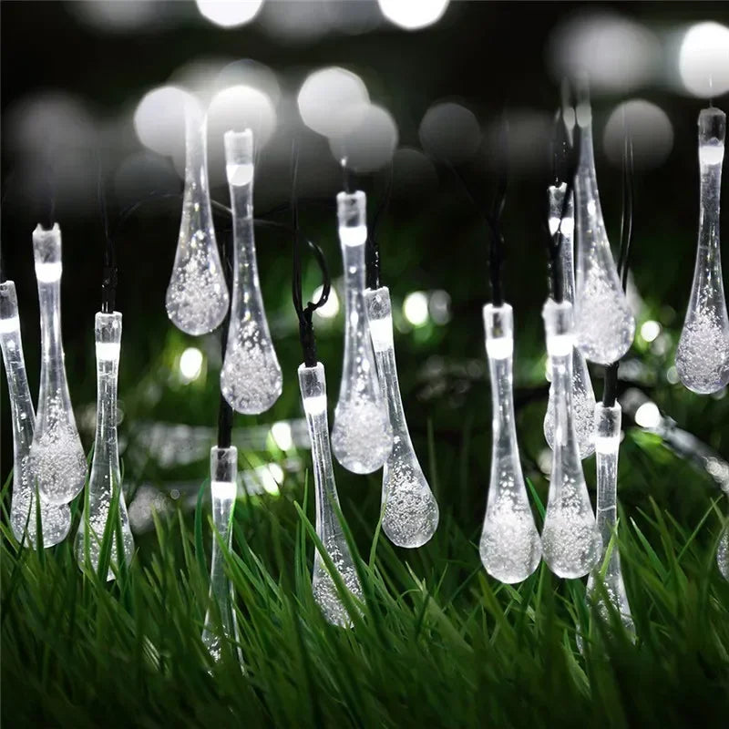 Water droplets Solar String Lights led Waterproof Outdoor Decoration garland Fariy Lights Christmas Wedding party Garden