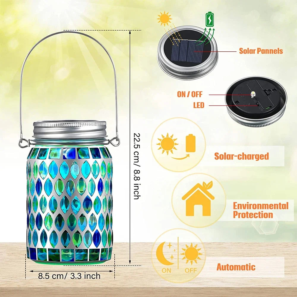 Solar Light Outdoors Lantern Solar Charging Colorful Decorating Solar Mosaic Lantern Lamp Solars Garden Light Garden Decoration