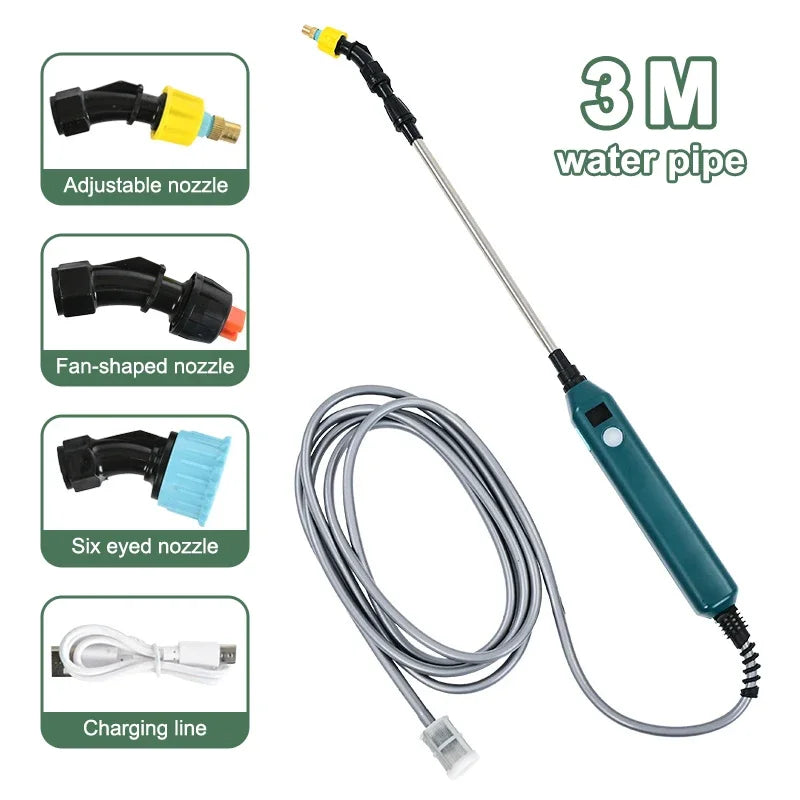 2400mAh Portable Electric Sprayer Wand Irrigation Tool 3 Mist Nozzles Plant High-Pressure Sprinkler Watering Garden Irrigation