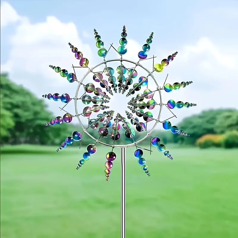 Creative Courtyard Garden Lawn Decoration Unique Wind Collector Magical Kinetic Energy Metal Windmill Rotator