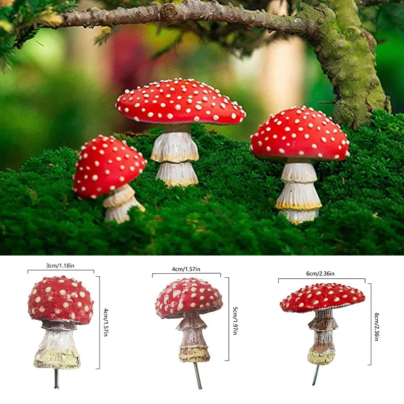 Mini Glow In The Dark Mini Mushroom Ornament Resin Crafts Fairy Garden Miniatures Terrarium Figurines Decor DIY Dollhouse