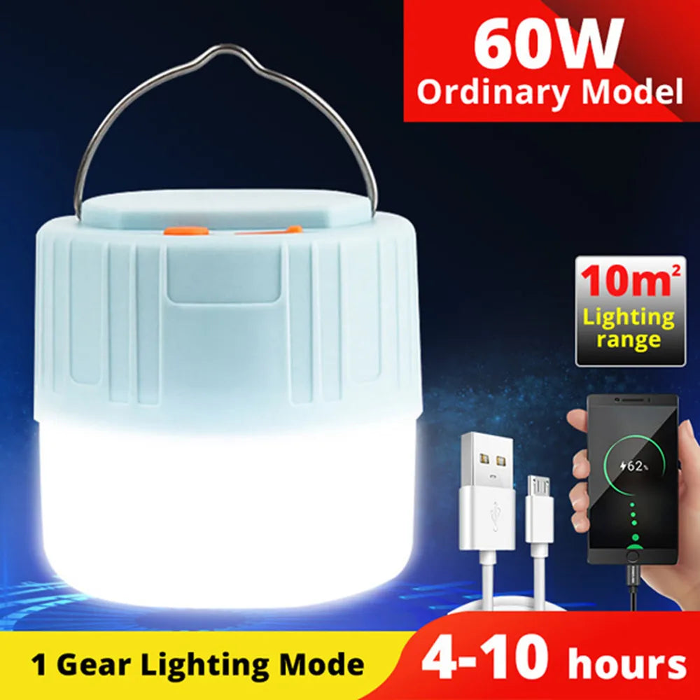 Powerful Solar LED Camping Lamp Waterproof Portable Lanterns Emergency Lights For BBQ Hiking USB Rechargeable Tent Lanterns