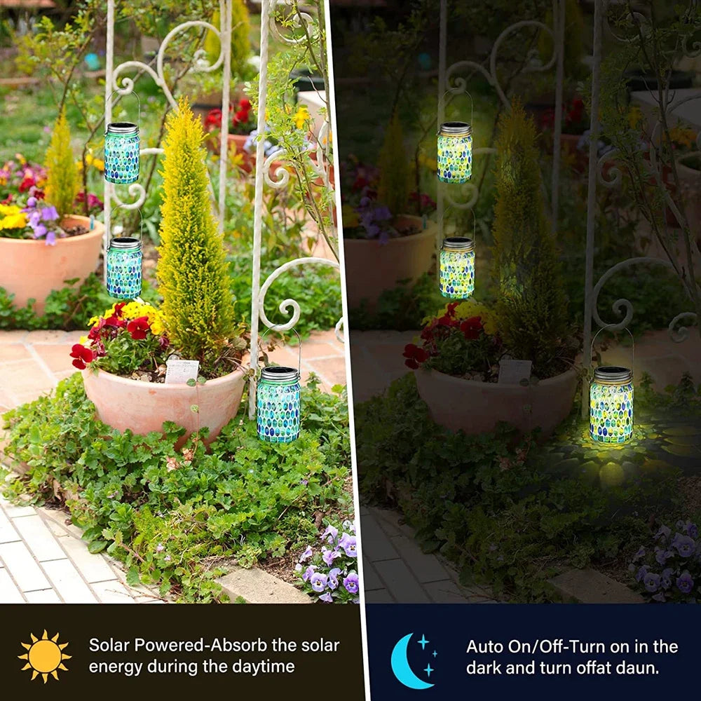 Solar Light Outdoors Lantern Solar Charging Colorful Decorating Solar Mosaic Lantern Lamp Solars Garden Light Garden Decoration