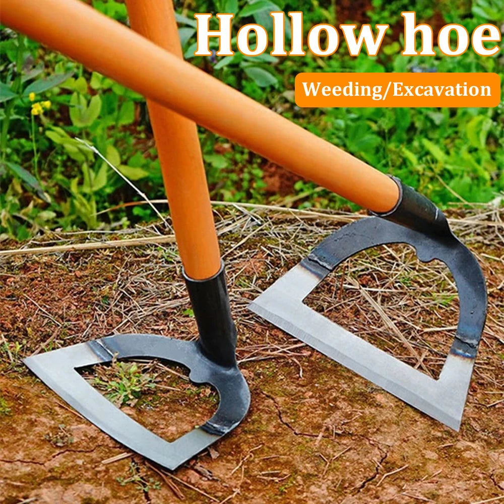 Handheld Hollow Hoe Thickened Manganese Steel Agricultural Weeding Hoe Planting Vegetable Gardening Loosening Soil Weeding Tools