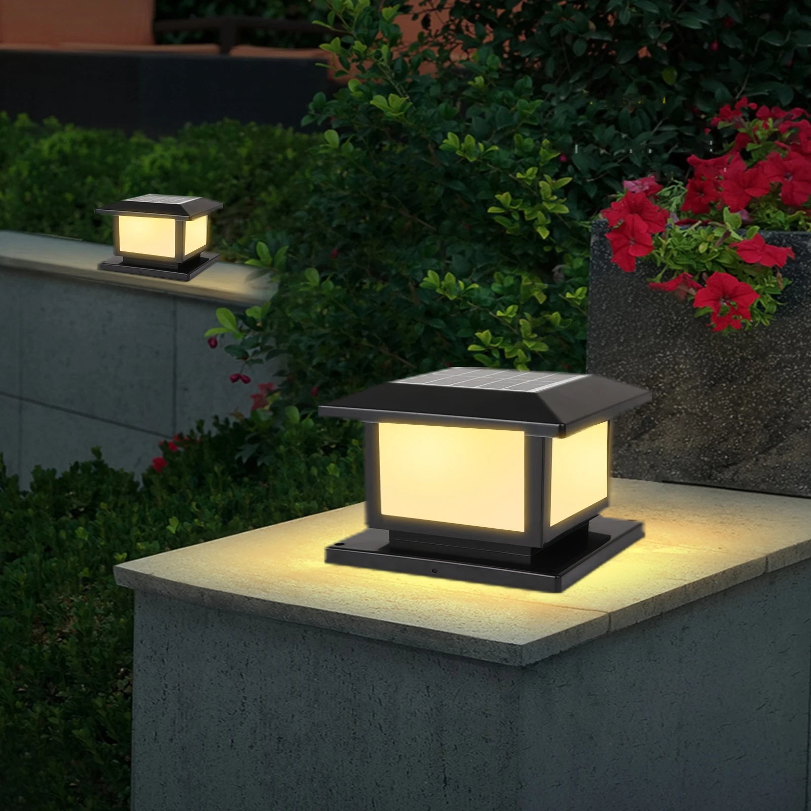 Timed LED Solar Outdoor Pillar Light Waterproof Thick Solar Lights Garden Pathway Parking Yard Outdoor Decor Lamp RC Solar Light