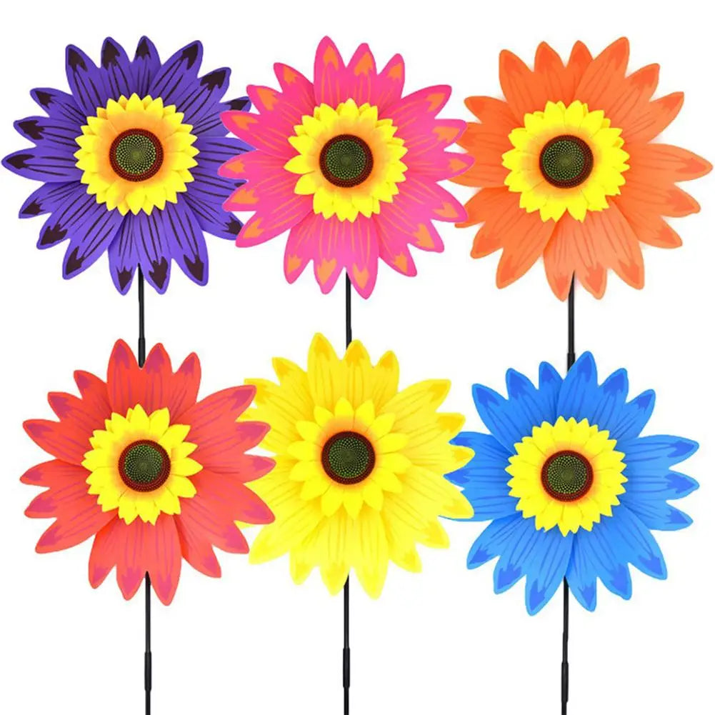 Colorful Sunflower Windmills High Quality Wooden Wind Spinners For Home Garden DIY Kids Outdoor Activities Layout Pinwheels Toys