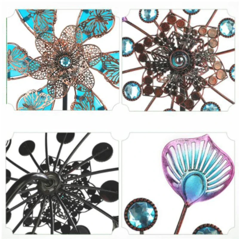 Iron Art Luminous Windmill Garden Ground Inserted Pinwheel Outdoor Rotatory Windmill courtyard windmill garden craft ornament