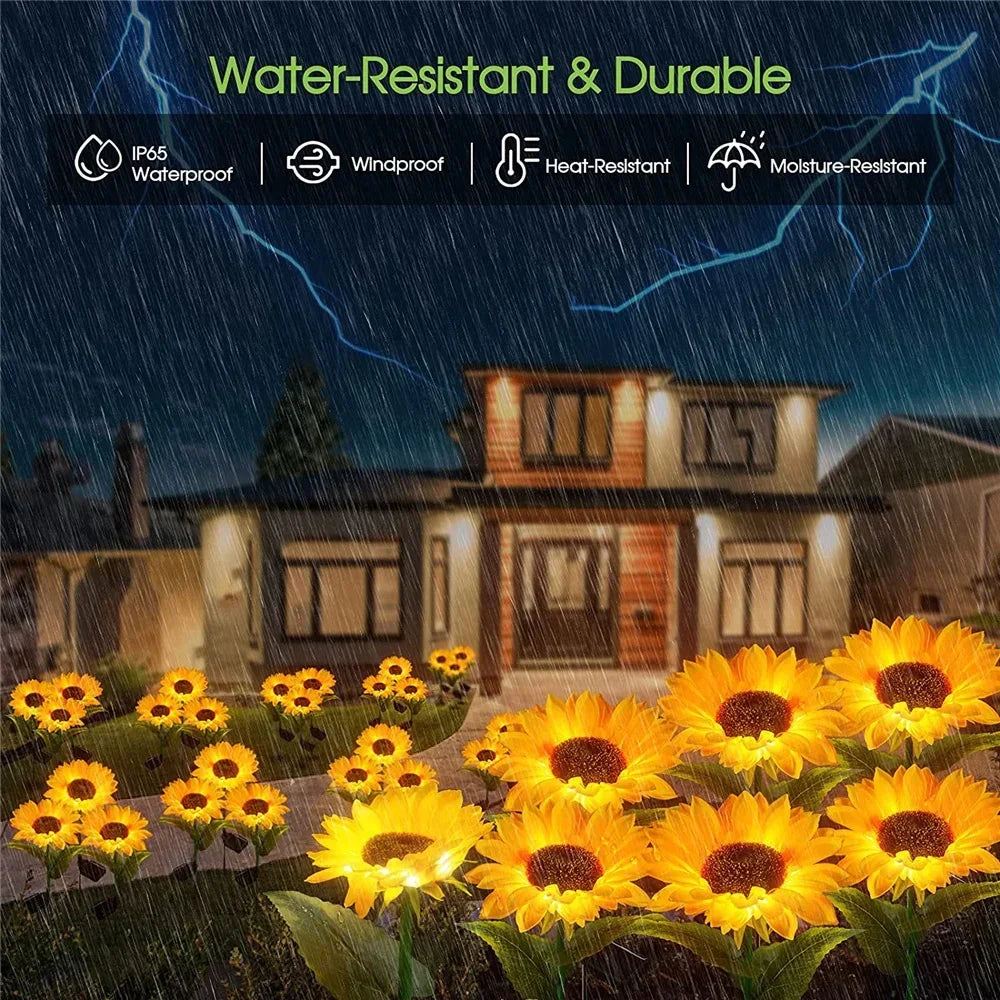 Solar Lights Outdoor Garden Decor Sunflower Ligts Waterproof Solar Outdoor Lamp Decorative Lights for Path Garden Patio Backyard