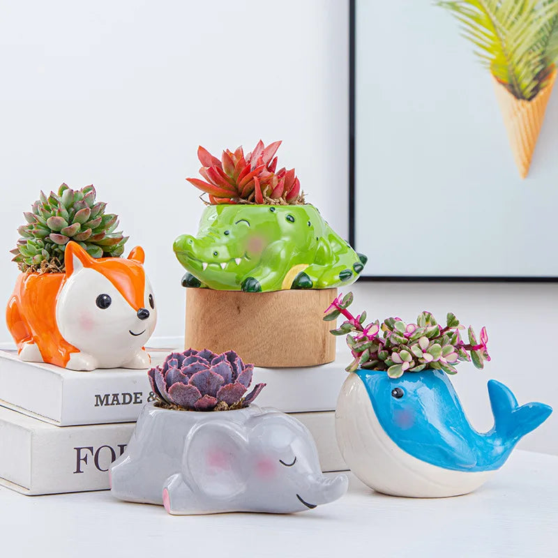 Creative Ceramic Cartoon Vase Cute Animal Panda Cactus Plant Potted Home Gardening Ornaments Ceramic Vase Gift Home Decoration