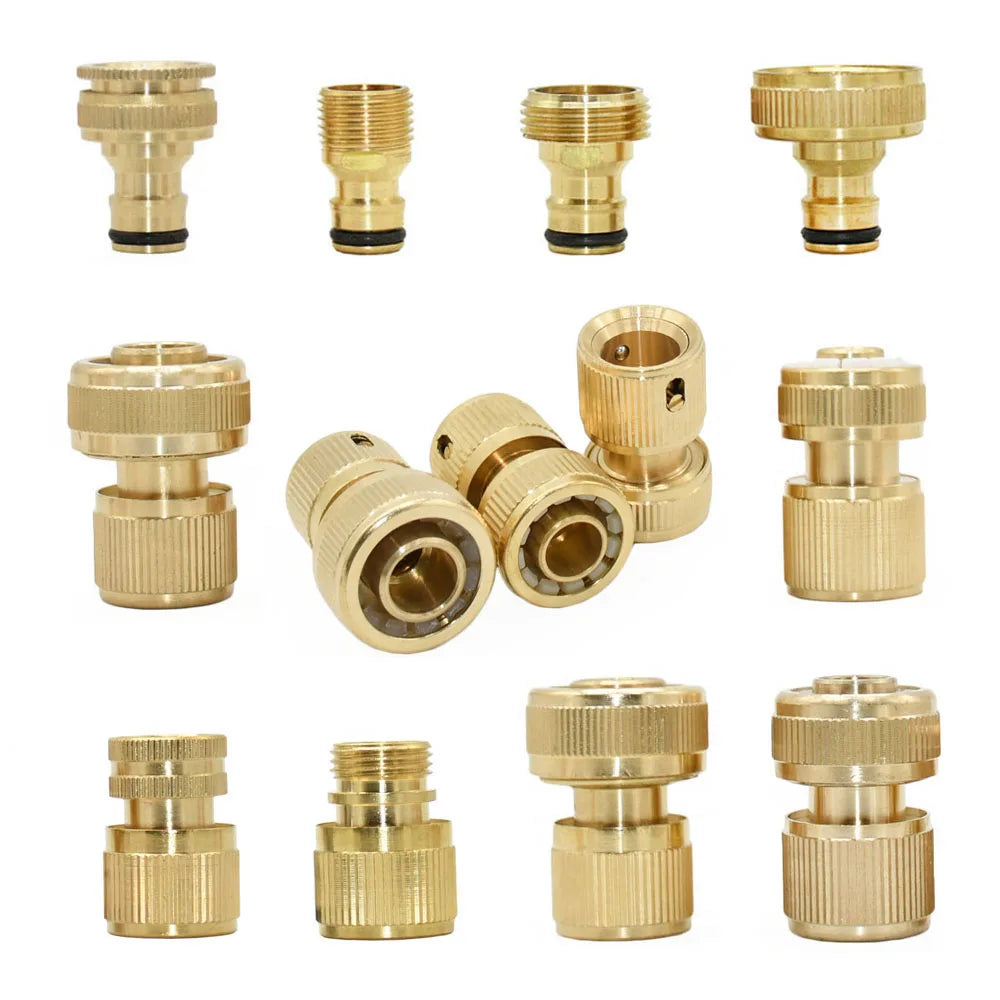 1/2'' 3/4'' 5/8" 1'' Brass Tap Quick Connecter 16mm 20mm Copper Hose Coupling Adapter Garden Watering Gun Water Stop Fittings