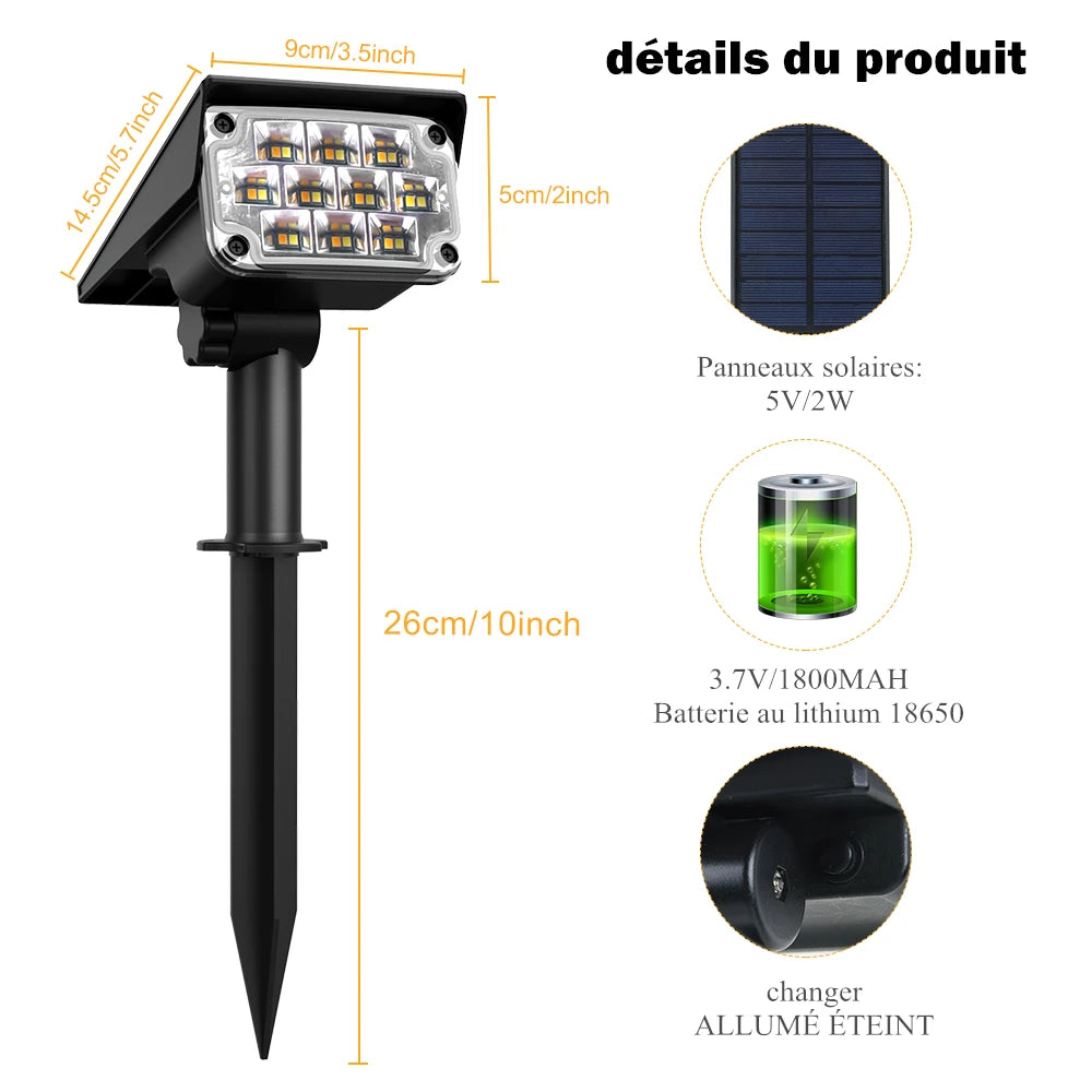 1/2/4PCS Solar Power Light Adjustable Light Temperature Solar Garden Light outdoor IP65 Solar Lamp Super Bright Solar Spotlight