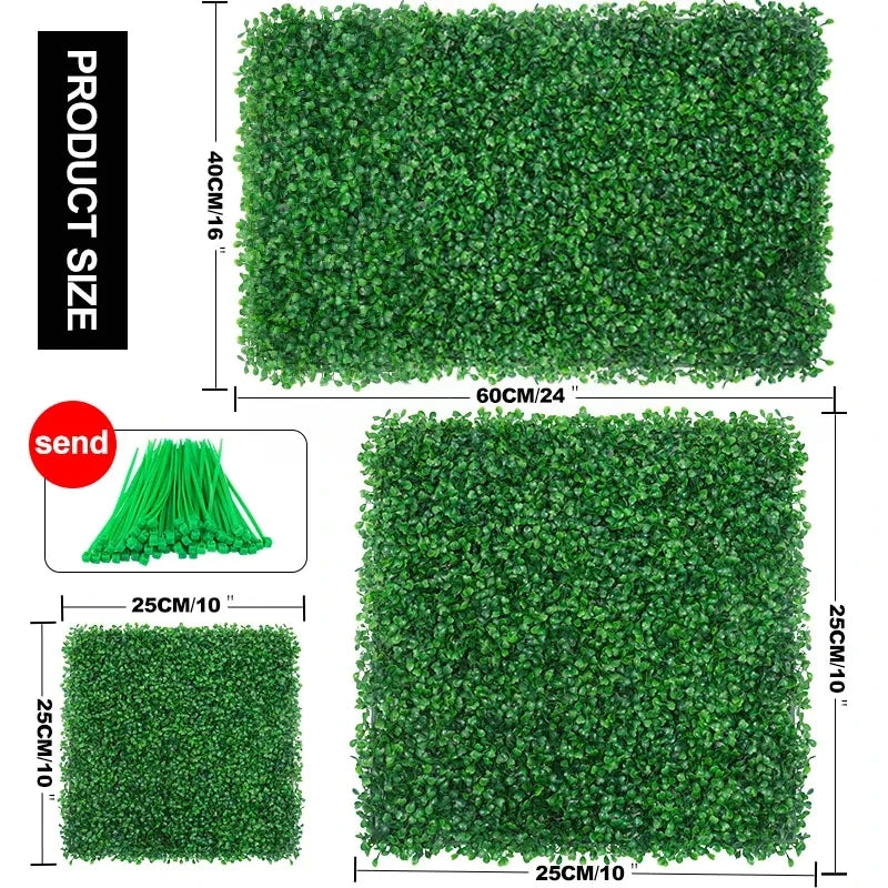 Artificial Plants Grass Wall Panel Boxwood Hedge Greenery UV Protection Green Decor Privacy Fence Backyard Screen Wedding