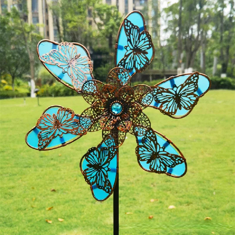 Iron Art Luminous Windmill Garden Ground Inserted Pinwheel Outdoor Rotatory Windmill courtyard windmill garden craft ornament