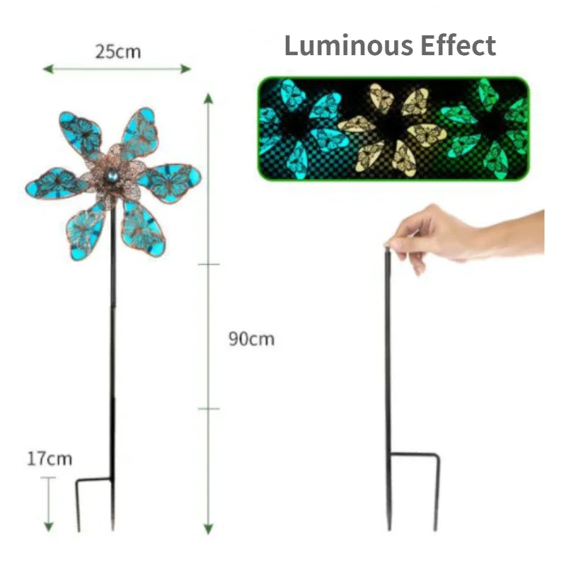 Iron Art Luminous Windmill Garden Ground Inserted Pinwheel Outdoor Rotatory Windmill courtyard windmill garden craft ornament