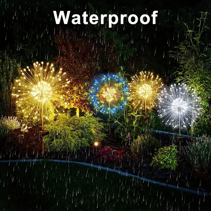 NEW 200LEDs Solar Fireworks Lights Outdoor Waterproof Solar Garden Lights 8 Lighting Modes With Remote Control Decorations Light