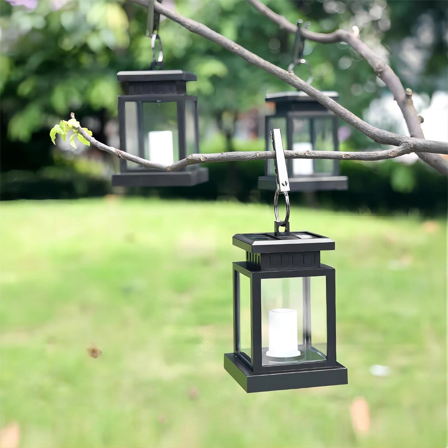 LED Solar Lights Candle Lantern Outdoor Palace Lantern Garden Lamp With Hook Landscape Lighting Floor Lights Waterproof Christma