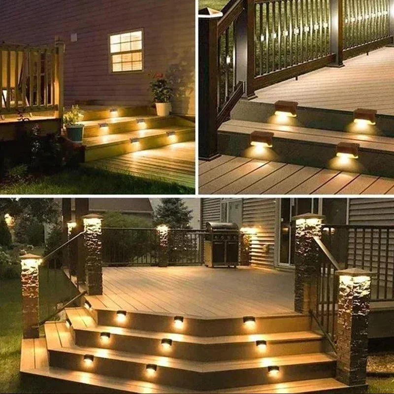 4/8/12Pcs Solar Deck Lights Outdoor Waterproof LED Fence Lights Step Garden Decorate Lamp for Patio Stairs Railing Pathway