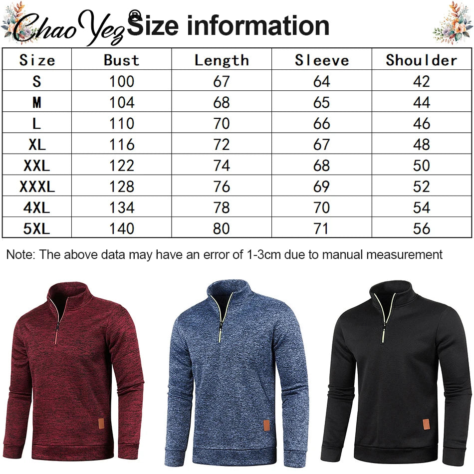 DIY Men's Thicker Sweatshirts Custom Logo Half Zipper Pullover for Male Hoody Man Sweatshir Autumn 10 Colors Turtleneck Sweaters