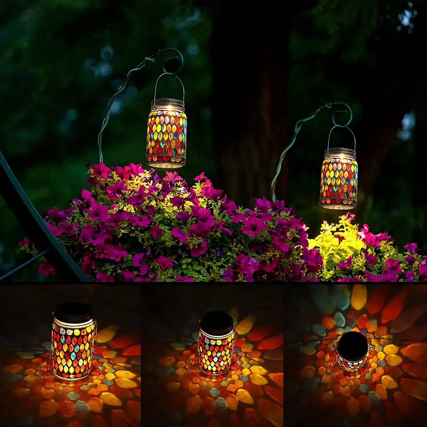 Solar Light Outdoors Lantern Solar Charging Colorful Decorating Solar Mosaic Lantern Lamp Solars Garden Light Garden Decoration