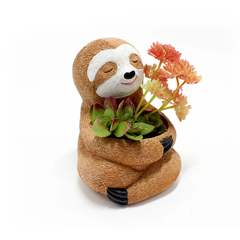 Cartoon Animal Succulent Flower Pot Cute Sloth Flowerpot Garden Planting Pot Desktop Home Decoration Ornaments Garden Planter