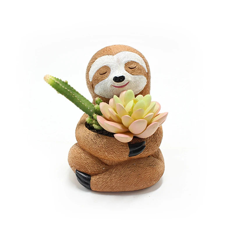 Cartoon Animal Succulent Flower Pot Cute Sloth Flowerpot Garden Planting Pot Desktop Home Decoration Ornaments Garden Planter